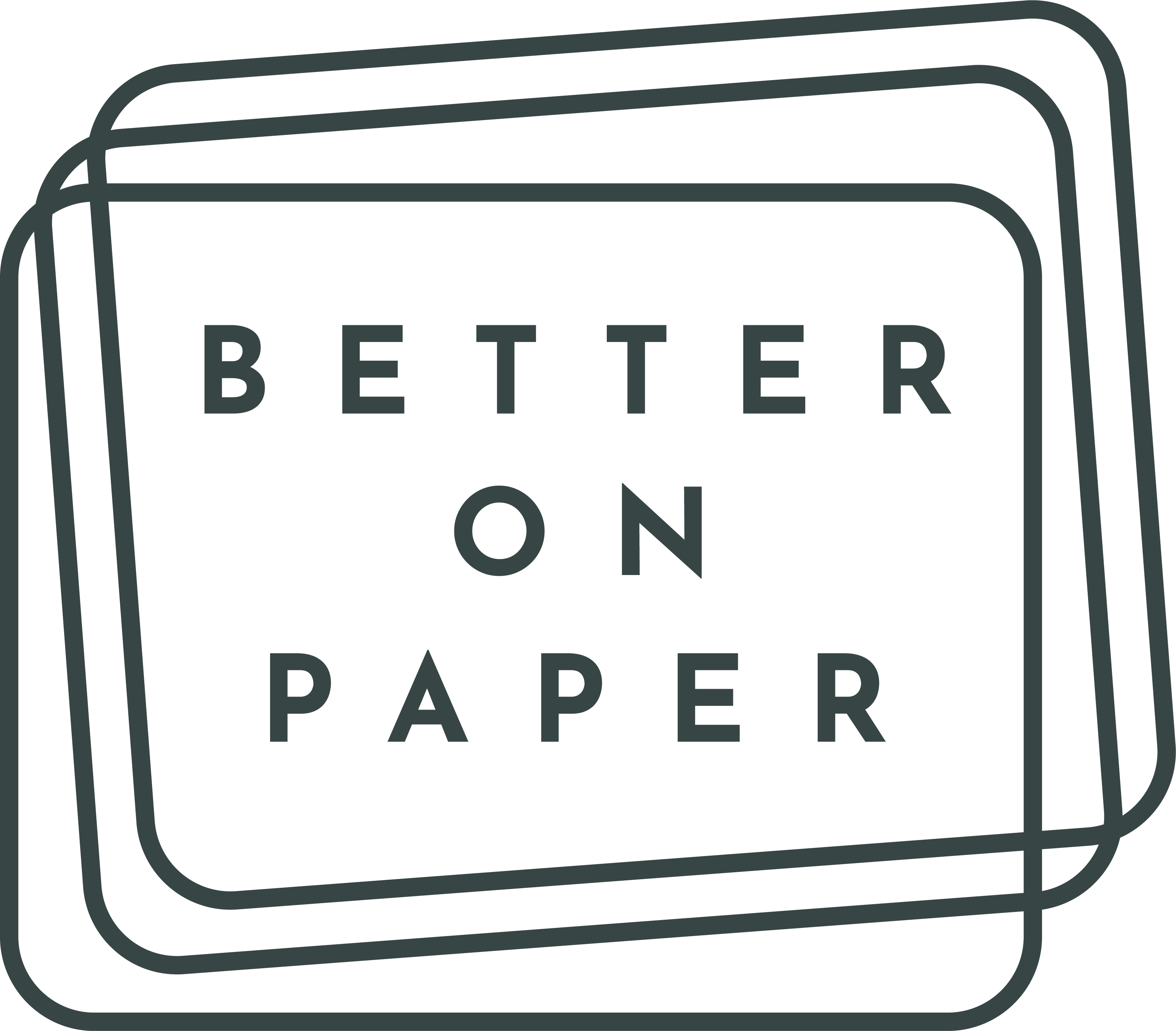 Centered text reads 'BETTER ON PAPER' inside overlapping square outlines, on a black background.